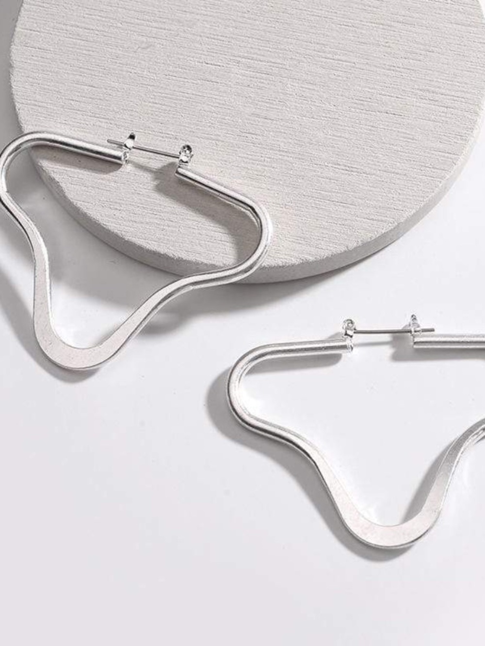Womens Stainless Steel Silver Hoop Earrings